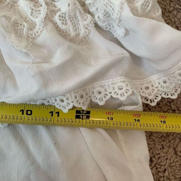 RedSky White Lace Peasant Blouse Top Prairie Off Shoulder Medium - Picture 6 of 7